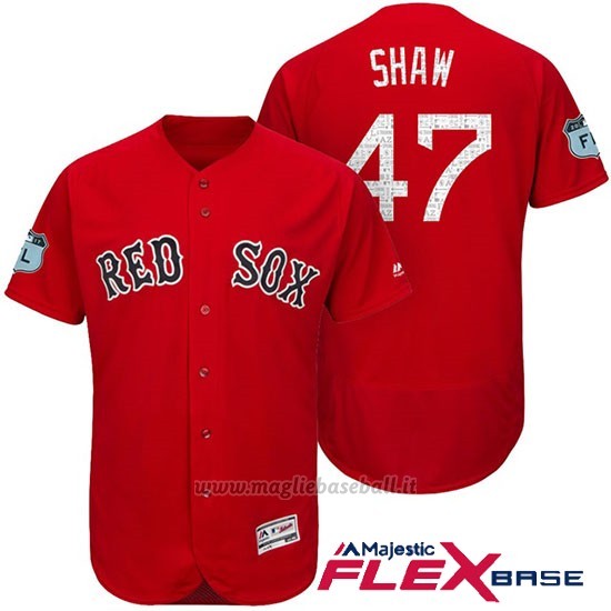 Maglia Baseball Uomo Boston Red Sox Travis Shaw Rosso 2017 Allenamento Primaverile Flex Base Giocatore